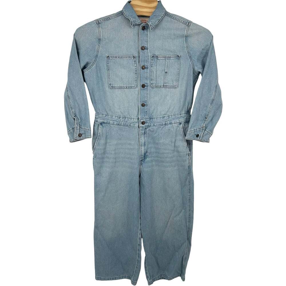 Women's Levi's Iconic Blue Jean Denim Jumpsuit Long Sleeve Coveralls Size Large